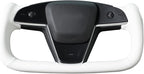 MEWANT Hand Stitched White Leather Steering Wheel Cover Wrap for Tesla Model S 2021-2023 / Model X 2021-2023 Steering Wheel Accessories
