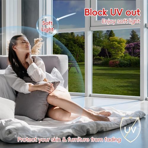 One Way Privacy Window Film Sun Blocking, Heat Blocking Window Tint for Home See Out But Not in, Static Cling & Anti UV, Black-Silver,47.2 Inch x 157.4 Inch