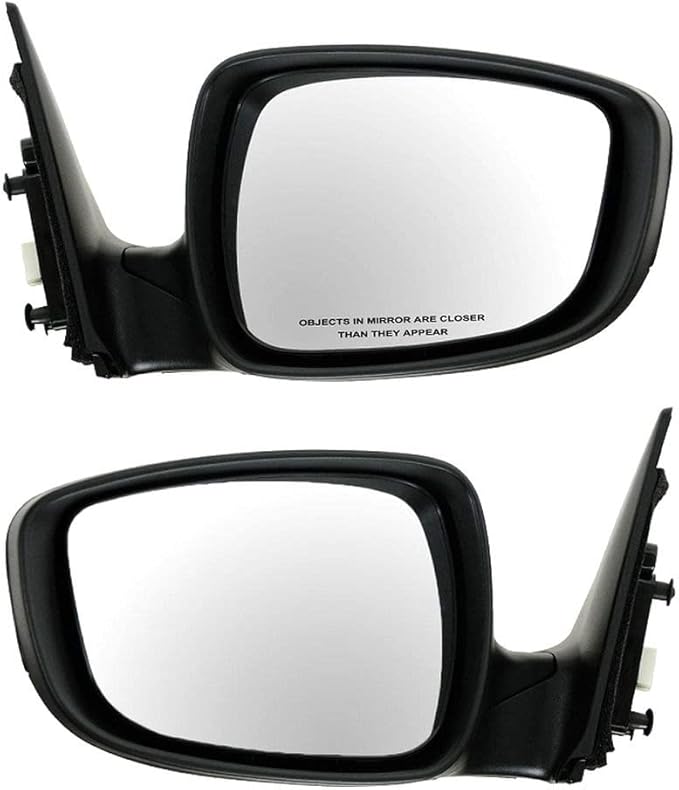 TRQ 2 Piece Driver and Passenger Side Mirror Assembly Set Electric Adjustment Heated No Memory Black Compatible with 2011-201