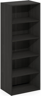 Furinno Basic Book Shelf, 5-Tier Bookshelf, Storage Organizer Bookcase with Open Shelf, 11 x 17 x 44, for Living Room, Bedroo