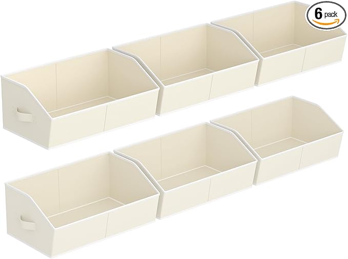 Homsorout Storage Bins for Shelves - Large Trapezoid Closet Shelf Organizer, Fabric Organization Bins with Handles, Storage B
