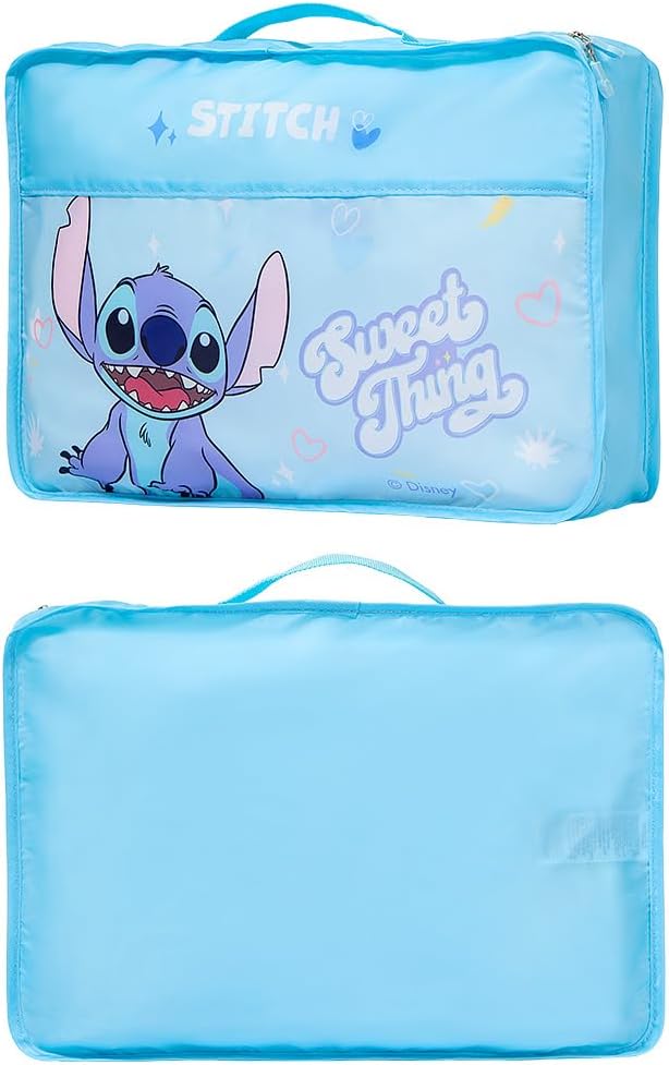 MINISO Disney Stitch Compression Packing Cubes for Travel, 2 Pack Lightweight Suitcase Organizer Bags Set Carry On Luggage, W