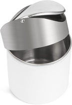 ZOOFOX 2 Pack Mini Trash Can, White Stainless Steel Garbage Bin with Swing Lid, Small Countertop Trash Can for Home, Office, Kitchen, Vanity Tabletop, Bedroom, Car