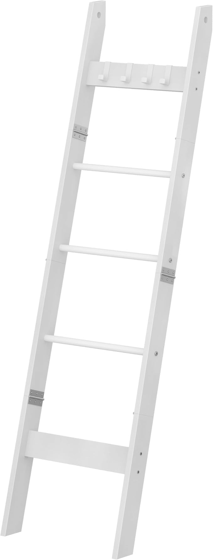 Hzuaneri Blanket Ladder for Living Room, Decorative Quilt Rack with 4 Removable Hooks, 5-Tier Farmhouse Ladder Holder Shelf O