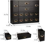 Apothecary Drawers Card Catalog Cabinet with 14 Drawers Wooden Card Catalog Wooden Storage Box for Desktop Organizer (Black)
