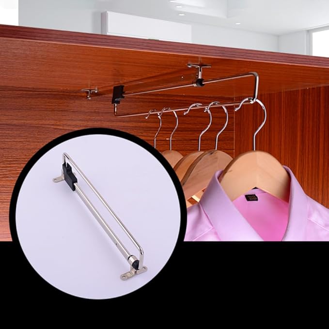 ABOOFAN 3pcs Retractable Wardrobe Clothes Hanger Closet Rod Stainless Steel Sliding Clothes Rack for Pants Scarves Skirts Coa
