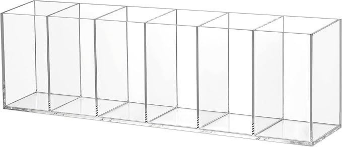 Jetec Acrylic Pen Holder 6 Compartments Makeup Brush Stationery Organizer Pencil Holder for Desk Accessories, Cosmetic Brushe