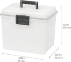 IRIS USA File Box WeatherPro Portable File Organizer Plastic File Box for Letter File w/ Organizer-Lid, Durable Lid and Seal 