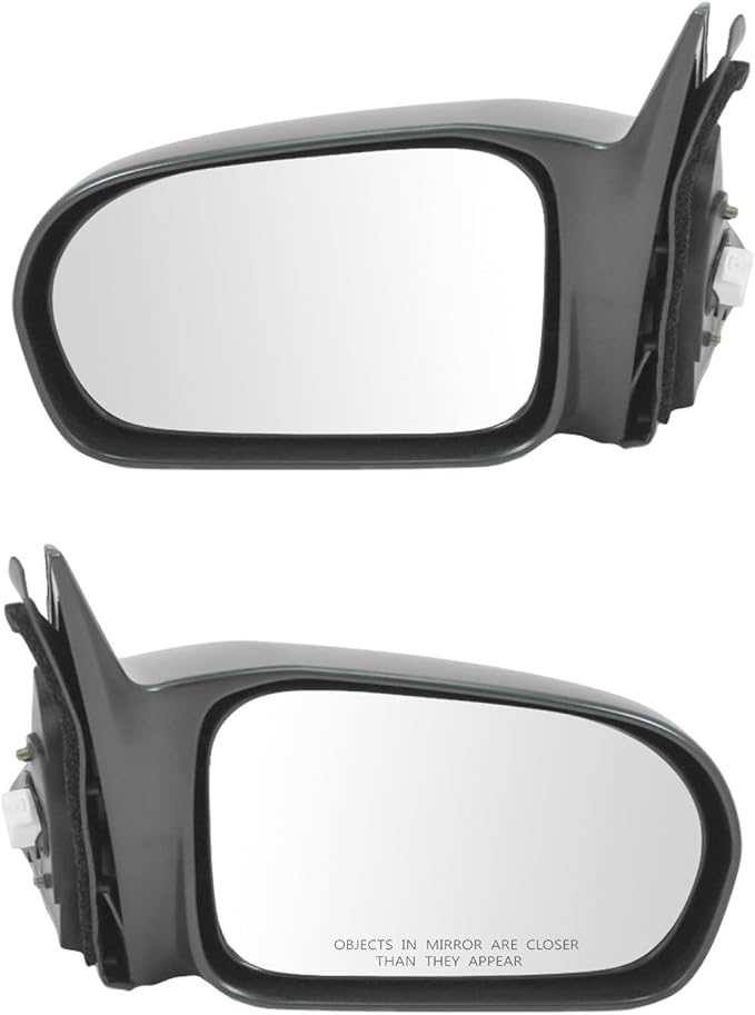 TRQ 2 Piece Driver and Passenger Side Mirror Assembly Set Electric Adjustment Non-Heated No Memory Black Compatible with 2001