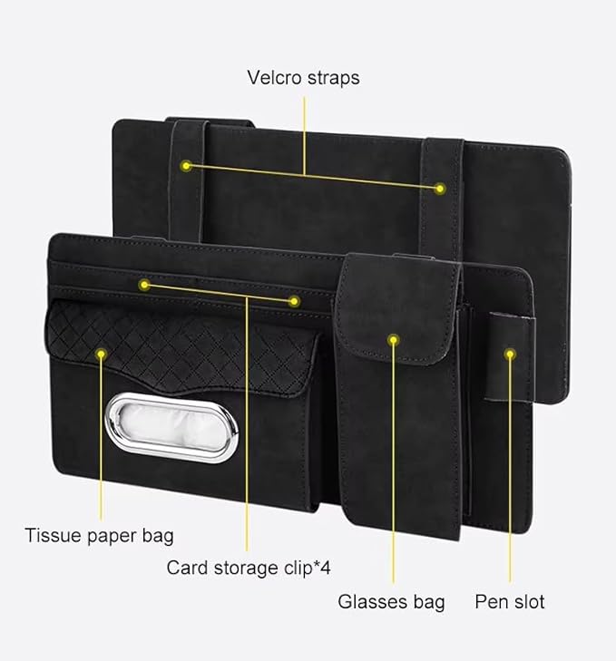 Multifunctional Car Visor Organizer (Suede leather - Black)