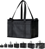 NZ home Insulated Bags for Food Delivery (Large) Grocery Shopping Cooler Bag, Pizza Delivery, Hot & Cold Catering Tote, Reusable, Foldable & Heavy Duty (Black)