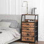 Furnulem Night Stand, Tall 4 Drawers Dresser for Bedroom, Hallway, Nursery, Closet Organizer, Nightstand Bedside Table Furnit