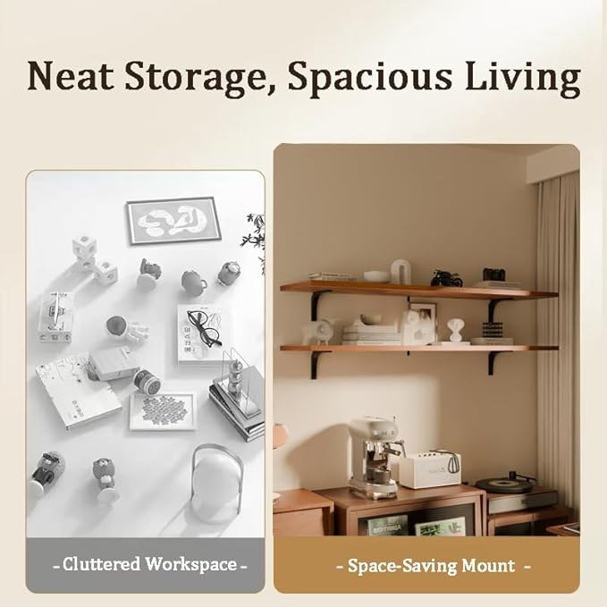 12 Inch Deep Floating Shelves Set of 2, 48 Inch Extra Wide Solid Wood Wall Shelves, 4ft Heavy Duty Farmhouse Bookshelf with 1