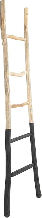 Creative Co-Op Rustic Solid Fir Wood Decorative Blanket Ladder, Natural and Dipped Black