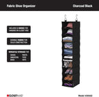 ClosetMaid 20502 10-Shelf Fabric Hanging Closet Organizer for Shoes, Hats, Handbags, Clothes with Charcoal Black Finish