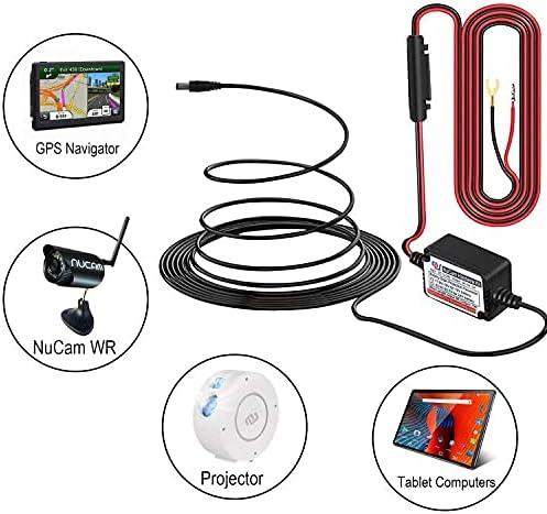 15ft Car Dash Cam Hardwire Kits,DC 5.5mm Head Charge Cable Tools w. Mini(ACS)/LP Mini(ACN)/ATO(ATC or ACU)/Micro2(ACZ) Fuse for NuCam WR & Galaxy Projector etc