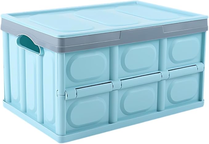 Car Trunk Organizer, Foldable Plastic Cargo Storage Box with Lid, Large Car Tool Container with Handles, Universal Automotive
