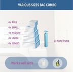 20 Pack Space Saver Vacuum Storage Bags for Clothing Travel, Vacuum Seal Compression Bags for Clothes, Packing, Luggage, Blan