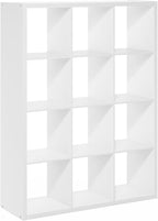 Furinno Cubicle Book Shelf, 12-Cube Bookshelf, Extra Thick Frame Reversible Bookcase with Open Back, 14.6" x 44" x 58", for L