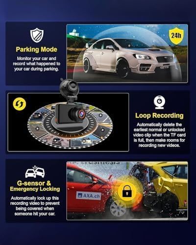 WiFi Dash Cam Front and Rear, 4K Front 2.5K Car Camera, 3" IPS Screen, 170° Wide Angle, WDR Night Vision, 64GB SD Card Included, Loop Recording, G-Sensor, 24H Parking Monitor, Type-C Charging (K9)