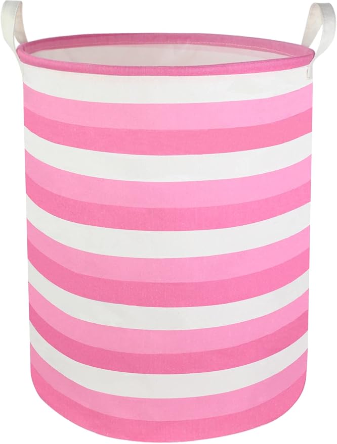 CLOCOR Pink Laundry Basket,Baby Girl Clothes Hamper for Nursery,Collapsible Toy Storage Bin with Handles, Room Decor,Waterpro