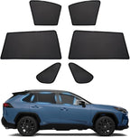 Powerty Custom Fit for Side Window Shade Toyota RAV4 2019-2024 2025-6 Pack 100% Light Block Car Priavcy Curtains Shades for Baby, Camping, Napping, Sleeping