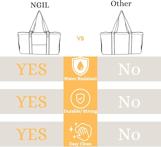 NGIL Extra Large Utility Tote Reusable Grocery Organizing Bag Oversized Collapsible for Storage, Picnic,Car, Beach (Racecar-Black)