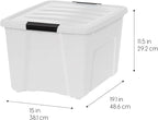 IRIS USA 40 Qt Stackable Plastic Storage Bins with Lids, 6 Pack - BPA-Free, Made in USA - Discreet Organizing Solution, Latch
