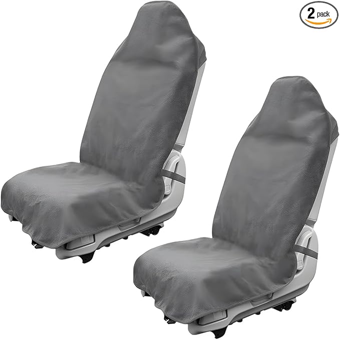 2PCS Car Towel Seat Cover, Waterproof Sweating Non-Slip Premium Soft Towel Carseat Protector, Universal Machine Washable Car 