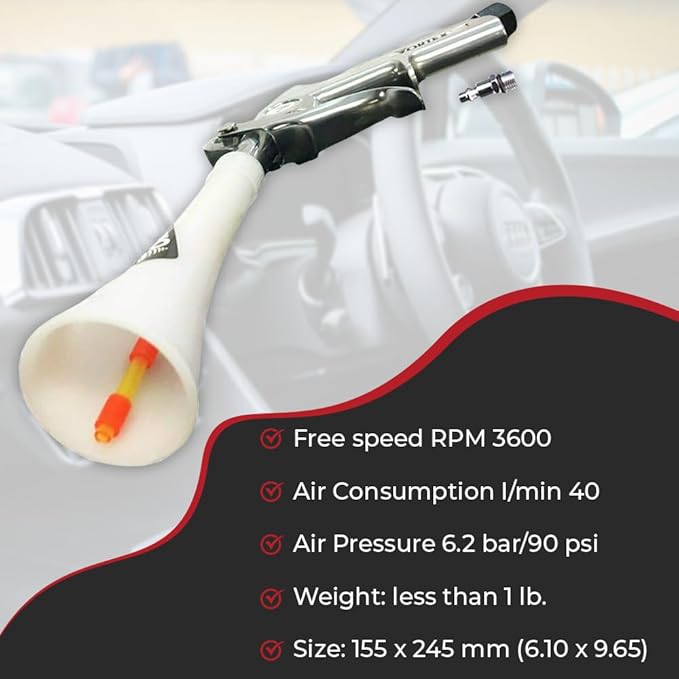 HI-TECH Vortex II Air Cleaning Gun – Pro Auto Detailing Tool for Deep Cleaning Interiors & Exteriors – Uses Air Compressor – 