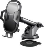 Esoulk One Touch Car Phone Mount - Dashboard & Windshield Cell Phone Holder, Strong Suction Cup Auto Stand with Adjustable Telescopic Arm, 360° Rotation for iPhone, Samsung & All Smartphones
