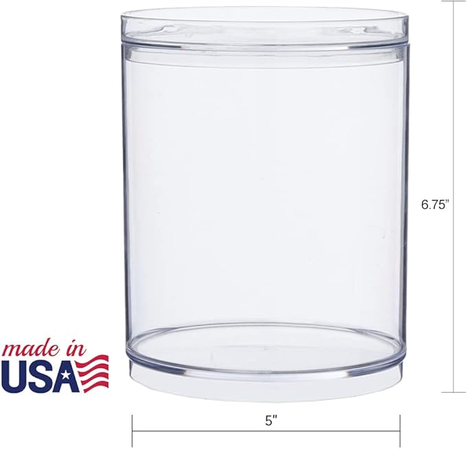 STORi Bella Tall Scrunchie Holder | Stackable Clear Plastic Container (Set of 2) Round Vanity Storage Organizers with Lids fo