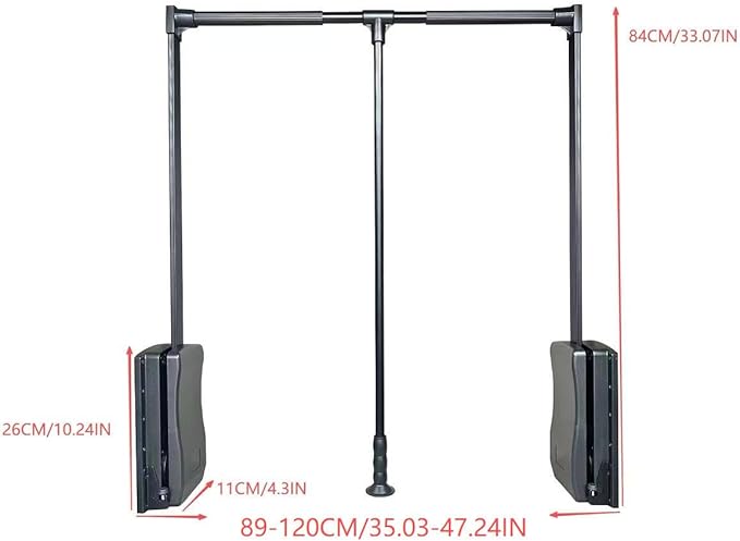 brand Wardrobe lift clothes rack,Pull Down Closet Rod for Hanging Clothes, Retractable Wardrobe Hanger for Cabinet, Aluminium