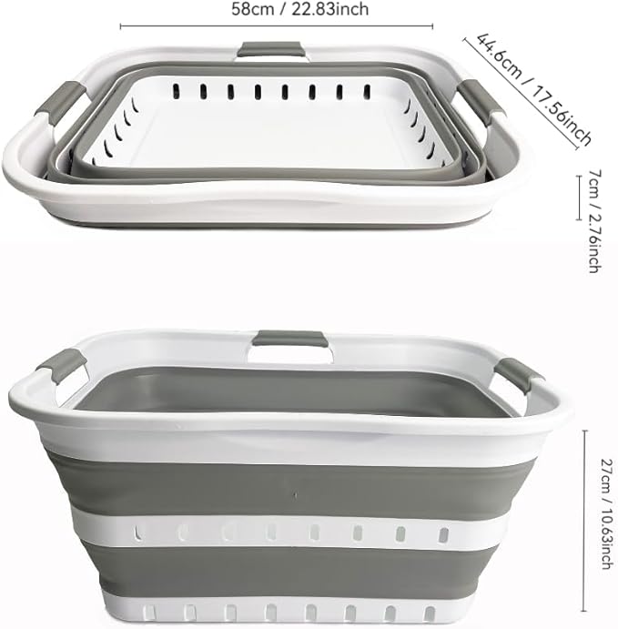 SAMMART 42L (11 gallon) Collapsible Plastic Laundry Basket - Foldable Pop Up Storage Container/Organizer - Space Saving Hampe