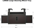 Extra Large Steering Wheel Tray for Car (26") – Adjustable Car Desk, Car Laptop Desk, Steering Wheel Desk Tray, Car Food Tray, Auto Travel Table with Expandable Side Panels for Eating, Working, Laptop