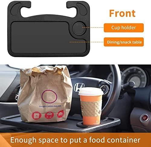 1 Pack Steering Wheel Tray for Dodge Ram 1500/2500/3500 Crew Cab 2013-2018, Portable Car Desk for Laptop Eating Auto Table Food Holder Black