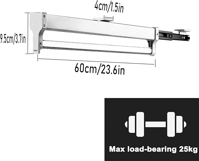 Mount Pull-Out Wardrobe Clothes Rail,Extendable Clothes Rail with Sliding Track,Closet Organizer Rack for Pants/Coat/Scarves 