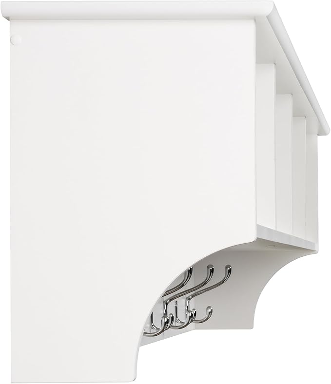 Prepac 60" Contemporary Wall Mounted Coat Rack, Coat Hooks Wall Mount with 4 Shelves, Ideal for Hallway or Entryway Storage S
