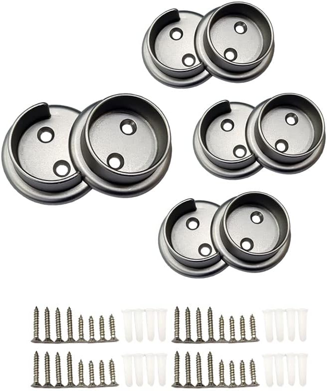 QCAA Heavy Duty Solid Metal Closet Rod Socket Set, 1-3/8'', Satin Nickel, 4 pair, Made In Taiwan