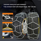 Auto Tightening Snow Chains for Cars, SUVs & Trucks - Quick Fit 1-Minute Installation, Reusable Emergency Traction Tire Chain