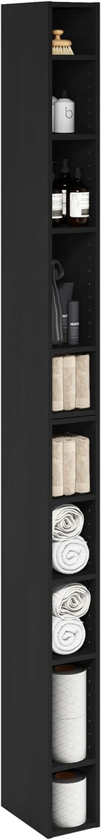 Furinno Fulda Book Shelf, 10-Tier Bookshelf, Space Saving Storage Shelf Bookcase, 9.2 x 5.9 x 78.7, for Living Room, Bedroom,