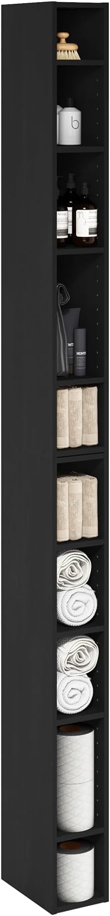 Furinno Fulda Book Shelf, 10-Tier Bookshelf, Space Saving Storage Shelf Bookcase, 9.2 x 5.9 x 78.7, for Living Room, Bedroom,