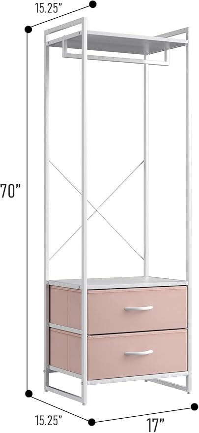 Sorbus Premium Cothing Rack with Drawers - Heavy Duty Wardrobe Closet with Metal Frame & Wooden Top - 70Inch Tall Garment Rac