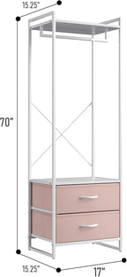 Sorbus Premium Cothing Rack with Drawers - Heavy Duty Wardrobe Closet with Metal Frame & Wooden Top - 70Inch Tall Garment Rac