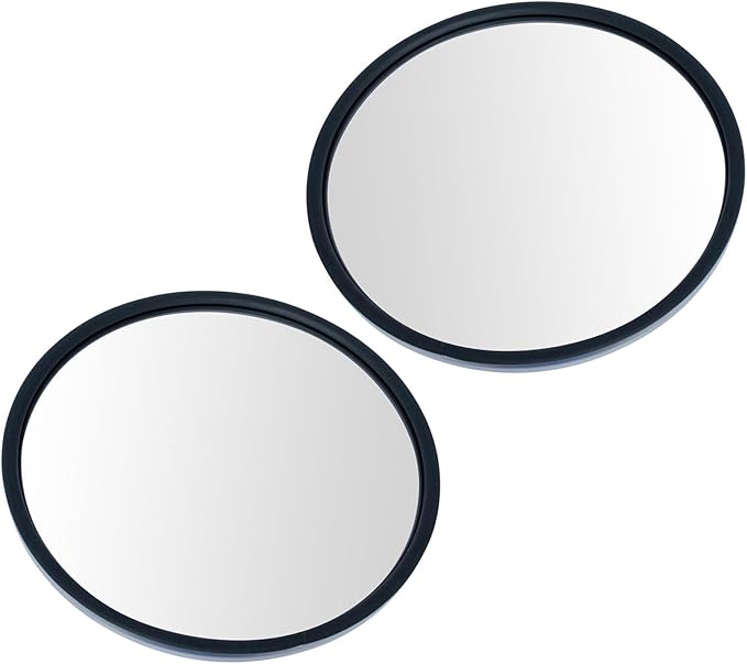 TRQ 8.5 inch Round Convex Mirrors Stainless Steel Center Stud with Mounting Bracket Manual Non Heated Driver and Passenger Si