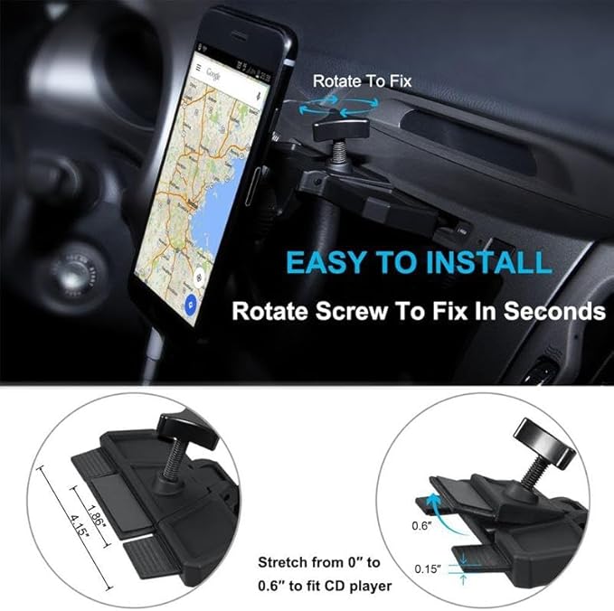 Car Mount CD Slot Holder Compatible with LG Q70/LG Stylo 5, Cradle Swivel Dock Strong Grip CD Player Slot