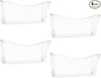 EASEPRES 4 Pack Clear Single Pocket Hanging File Organizer, Plastic Wall Mount Paper Mails Magazines Holder, Mounted Folder B