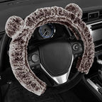 BDK Bear Fur Steering Wheel Cover, Plush Faux Fur Fuzzy Steering Cover for Car Truck Van SUV, Standard Size Fits Wheels 14.5-