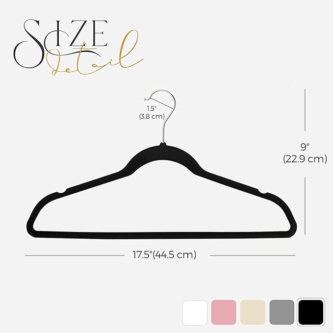 HOUSE DAY Black Velvet Hangers 300 Pack, Premium Clothes Hangers Non-Slip Felt Hangers, Sturdy Black Hangers Heavy Duty Coat 