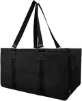 NGIL Extra Large Utility Tote Reusable Grocery Bag Oversized Collapsible for Groceries, Storage, Picnic, Beach (Solid Black-black)